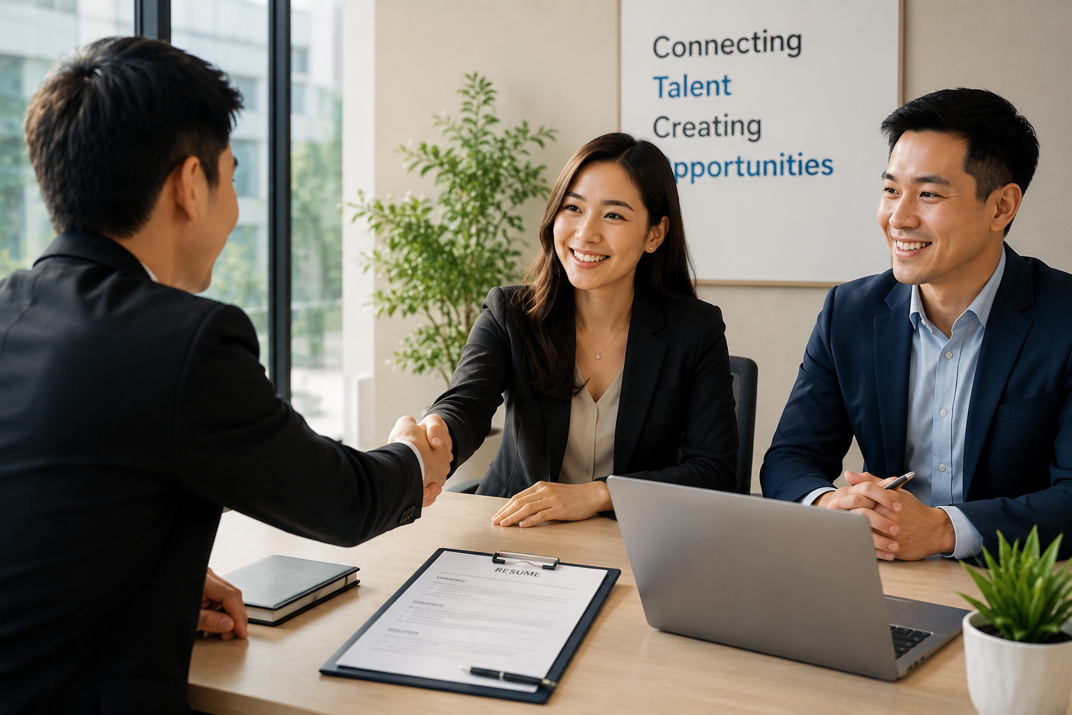 Candidate and Recruiter shaking hands