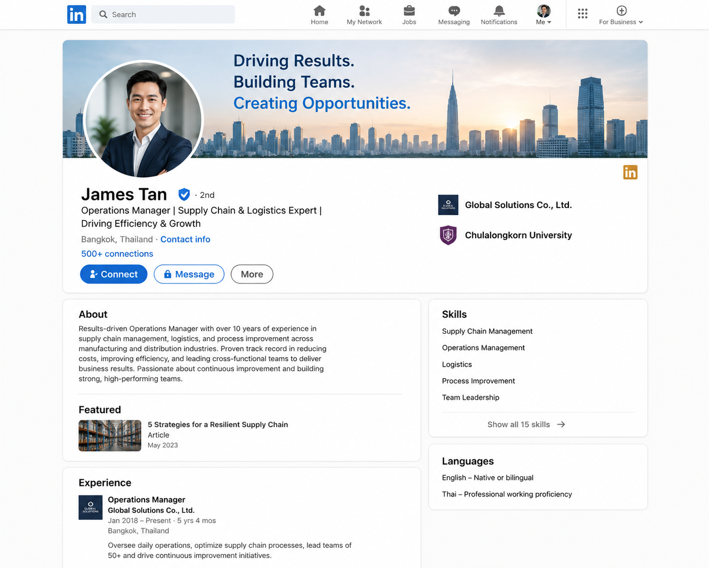 Screenshot AI created of linkedin profile