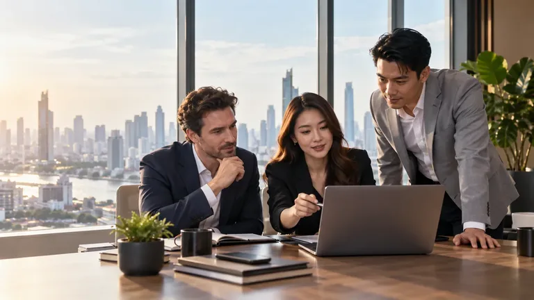 Sales hiring team reviewing a candidate pipeline in a Bangkok office