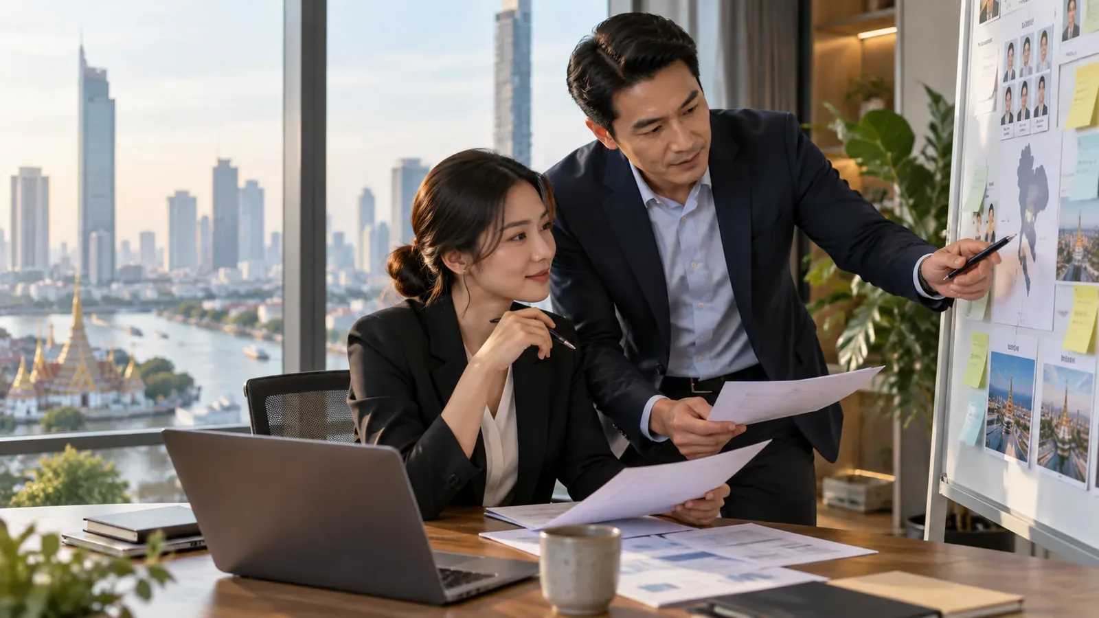 HR operations leaders reviewing workforce planning in a Bangkok office